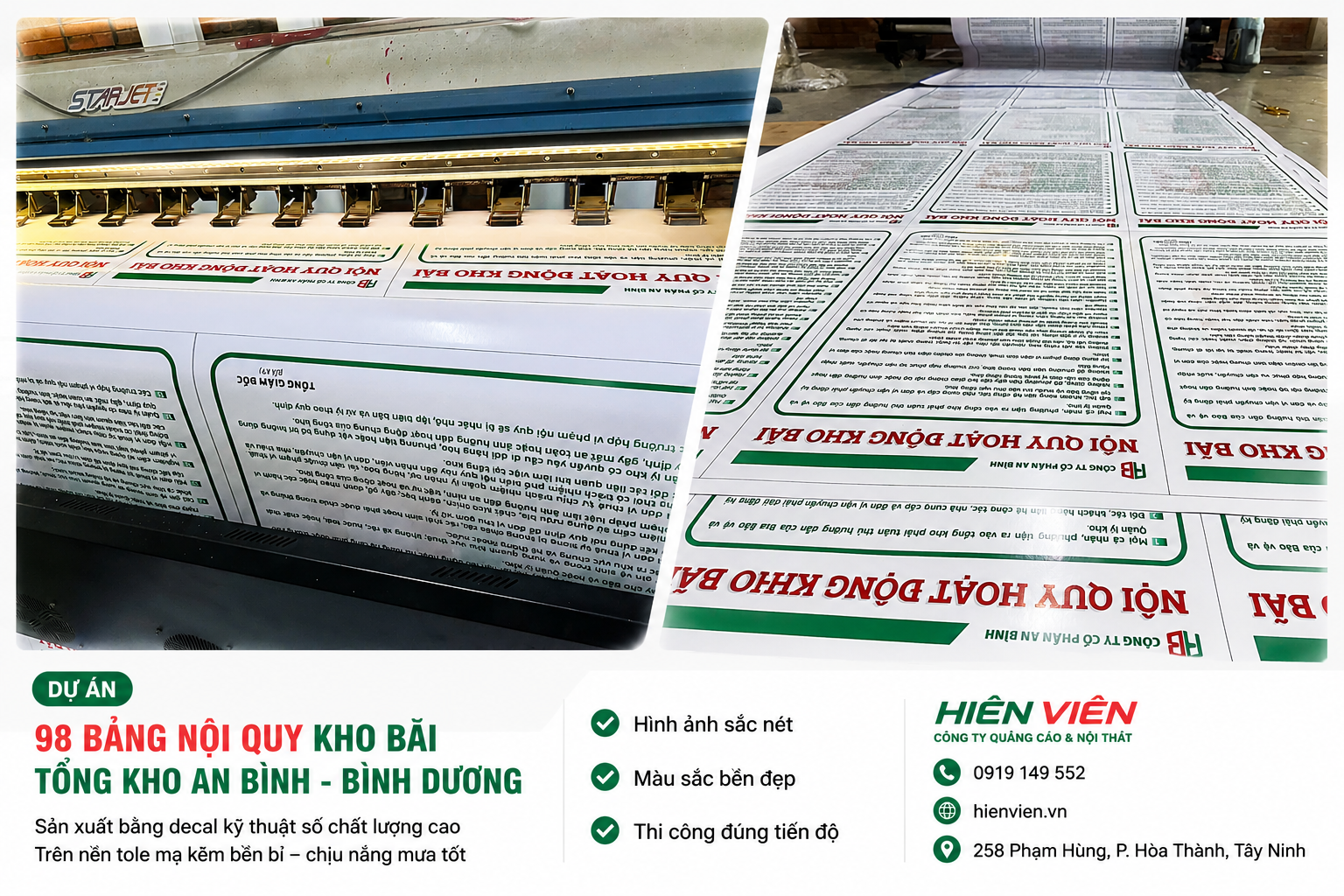 In Bảng Nội Quy Kho Bãi Tây Ninh – Tole Decal Cán Màng Chuyên Nghiệp Tại Hiên Viên